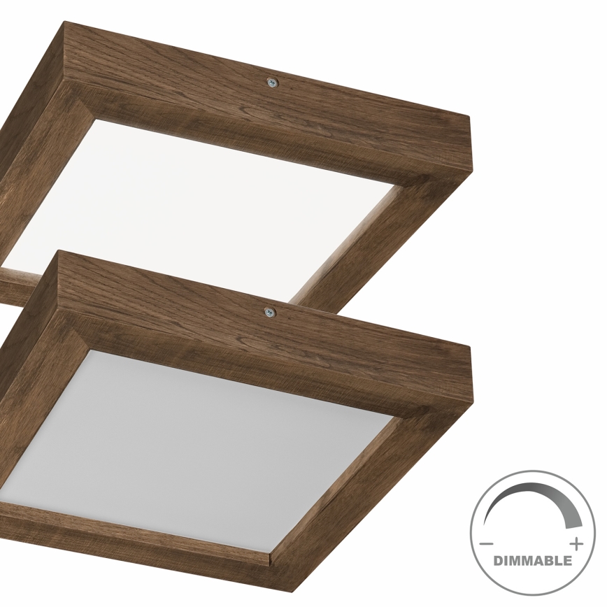 Brilagi - Стельовий LED світильник для ванної з регулюванням яскравості WOODY FRAME LED/24W/230V дуб 30x30 см 3000-6000K IP44 + пульт дистанційного керування