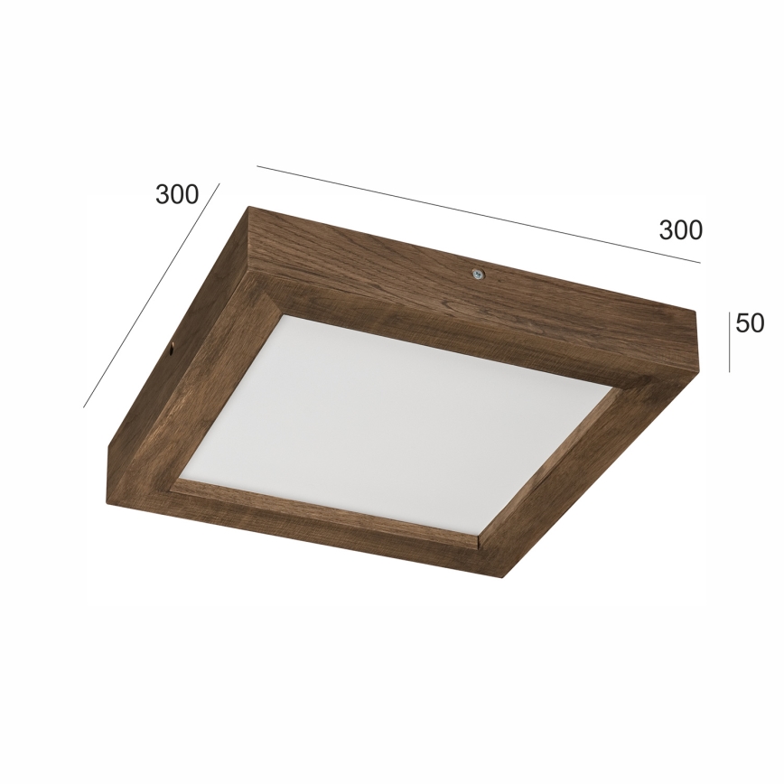 Brilagi - Стельовий LED світильник для ванної з регулюванням яскравості WOODY FRAME LED/24W/230V дуб 30x30 см 3000-6000K IP44 + пульт дистанційного керування