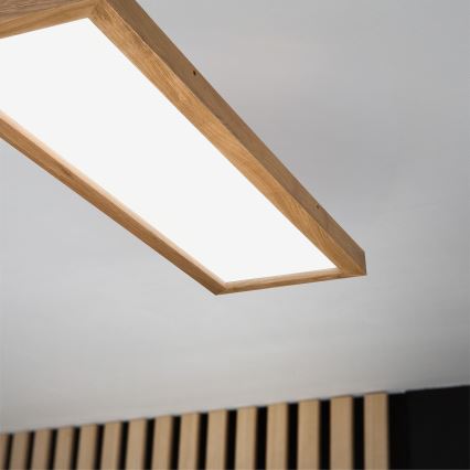Brilagi - Стельовий LED світильник для ванної з регулюванням яскравості WOODY FRAME LED/50W/230V дуб 120x30 см 3000-6000K IP44 + пульт дистанційного керування