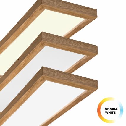 Brilagi - Стельовий LED світильник для ванної з регулюванням яскравості WOODY FRAME LED/50W/230V дуб 120x30 см 3000-6000K IP44 + пульт дистанційного керування