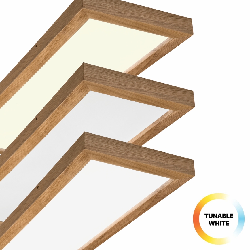 Brilagi - Стельовий LED світильник для ванної з регулюванням яскравості WOODY FRAME LED/50W/230V дуб 120x30 см 3000-6000K IP44 + пульт дистанційного керування