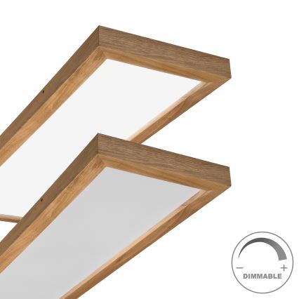 Brilagi - Стельовий LED світильник для ванної з регулюванням яскравості WOODY FRAME LED/50W/230V дуб 120x30 см 3000-6000K IP44 + пульт дистанційного керування