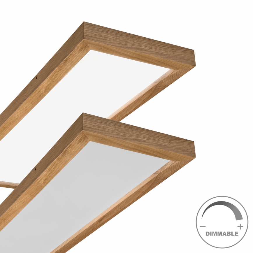 Brilagi - Стельовий LED світильник для ванної з регулюванням яскравості WOODY FRAME LED/50W/230V дуб 120x30 см 3000-6000K IP44 + пульт дистанційного керування