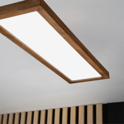Brilagi - Стельовий LED світильник для ванної з регулюванням яскравості WOODY FRAME LED/50W/230V дуб вишня 120x30 см 3000-6000K IP44 + пульт дистанційного керування