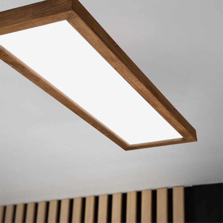 Brilagi - Стельовий LED світильник для ванної з регулюванням яскравості WOODY FRAME LED/50W/230V дуб вишня 120x30 см 3000-6000K IP44 + пульт дистанційного керування