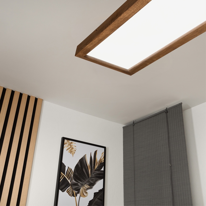 Brilagi - Стельовий LED світильник для ванної з регулюванням яскравості WOODY FRAME LED/50W/230V дуб вишня 120x30 см 3000-6000K IP44 + пульт дистанційного керування