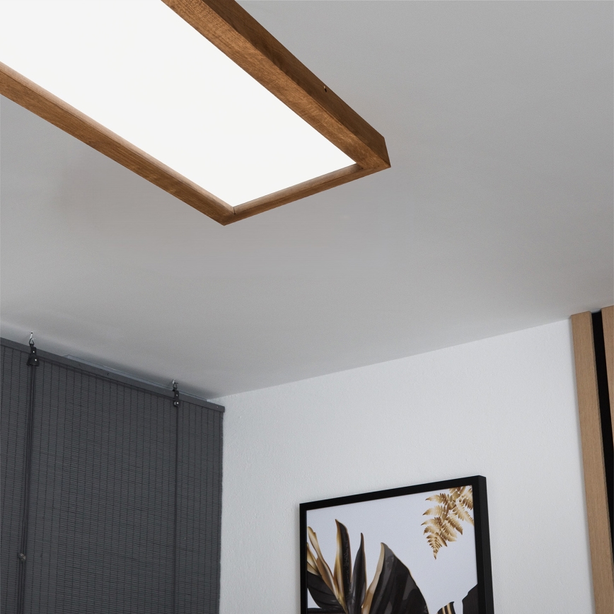 Brilagi - Стельовий LED світильник для ванної з регулюванням яскравості WOODY FRAME LED/50W/230V дуб вишня 120x30 см 3000-6000K IP44 + пульт дистанційного керування