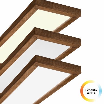 Brilagi - Стельовий LED світильник для ванної з регулюванням яскравості WOODY FRAME LED/50W/230V дуб вишня 120x30 см 3000-6000K IP44 + пульт дистанційного керування