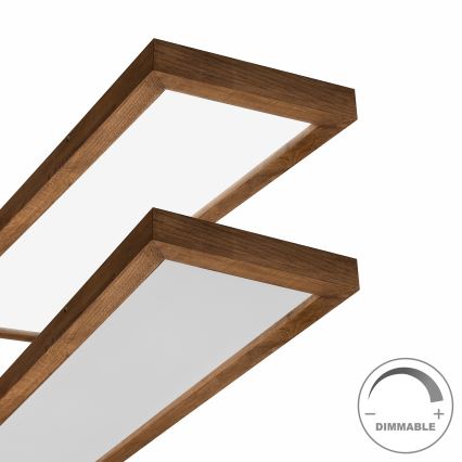 Brilagi - Стельовий LED світильник для ванної з регулюванням яскравості WOODY FRAME LED/50W/230V дуб вишня 120x30 см 3000-6000K IP44 + пульт дистанційного керування