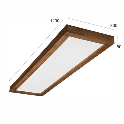 Brilagi - Стельовий LED світильник для ванної з регулюванням яскравості WOODY FRAME LED/50W/230V дуб вишня 120x30 см 3000-6000K IP44 + пульт дистанційного керування