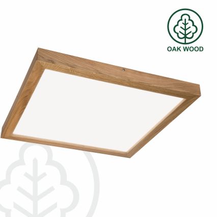 Brilagi - Стельовий LED світильник для ванної з регулюванням яскравості WOODY FRAME LED/50W/230V дуб 60x60 см 3000-6000K IP44 + пульт дистанційного керування
