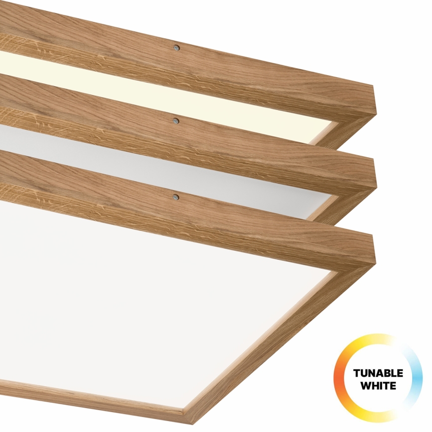Brilagi - Стельовий LED світильник для ванної з регулюванням яскравості WOODY FRAME LED/50W/230V дуб 60x60 см 3000-6000K IP44 + пульт дистанційного керування