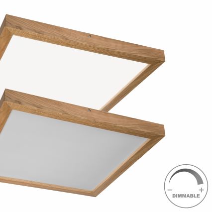 Brilagi - Стельовий LED світильник для ванної з регулюванням яскравості WOODY FRAME LED/50W/230V дуб 60x60 см 3000-6000K IP44 + пульт дистанційного керування