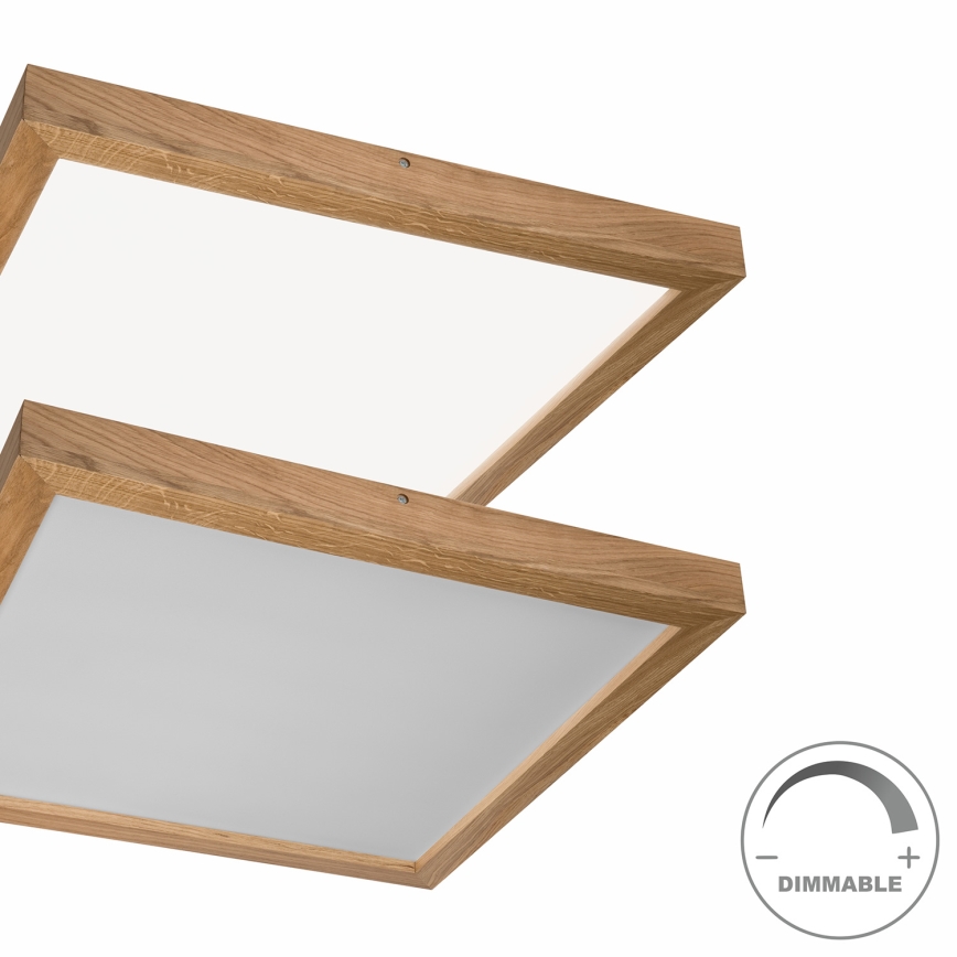 Brilagi - Стельовий LED світильник для ванної з регулюванням яскравості WOODY FRAME LED/50W/230V дуб 60x60 см 3000-6000K IP44 + пульт дистанційного керування
