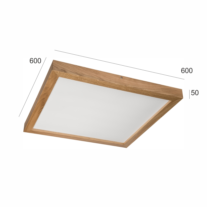 Brilagi - Стельовий LED світильник для ванної з регулюванням яскравості WOODY FRAME LED/50W/230V дуб 60x60 см 3000-6000K IP44 + пульт дистанційного керування