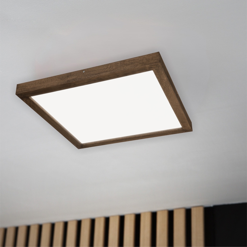 Brilagi - Стельовий LED світильник для ванної з регулюванням яскравості WOODY FRAME LED/50W/230V дуб 60x60 см 3000-6000K IP44 + пульт дистанційного керування