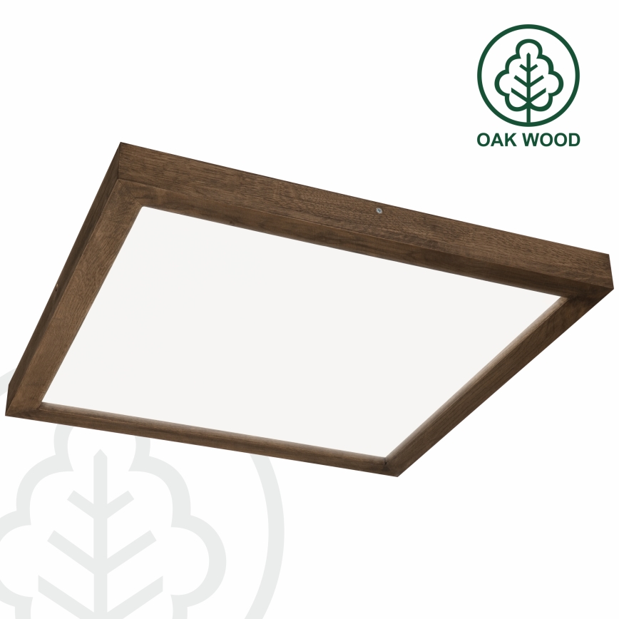 Brilagi - Стельовий LED світильник для ванної з регулюванням яскравості WOODY FRAME LED/50W/230V дуб 60x60 см 3000-6000K IP44 + пульт дистанційного керування