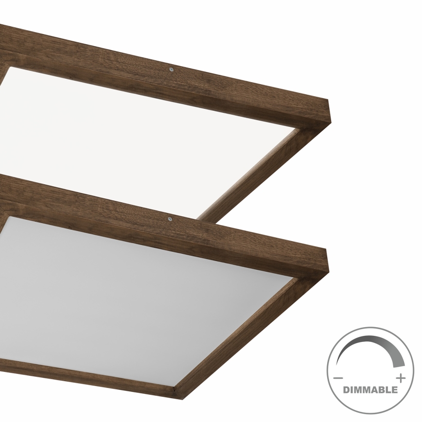 Brilagi - Стельовий LED світильник для ванної з регулюванням яскравості WOODY FRAME LED/50W/230V дуб 60x60 см 3000-6000K IP44 + пульт дистанційного керування