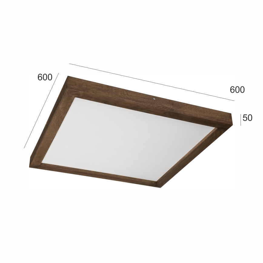 Brilagi - Стельовий LED світильник для ванної з регулюванням яскравості WOODY FRAME LED/50W/230V дуб 60x60 см 3000-6000K IP44 + пульт дистанційного керування