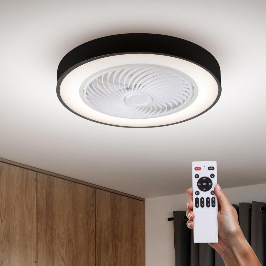 Brilagi - LED Стельовий світильник з вентилятором та регулюванням яскравості LED/30W/230V 3000-6500K чорний + пульт дистанційного керування