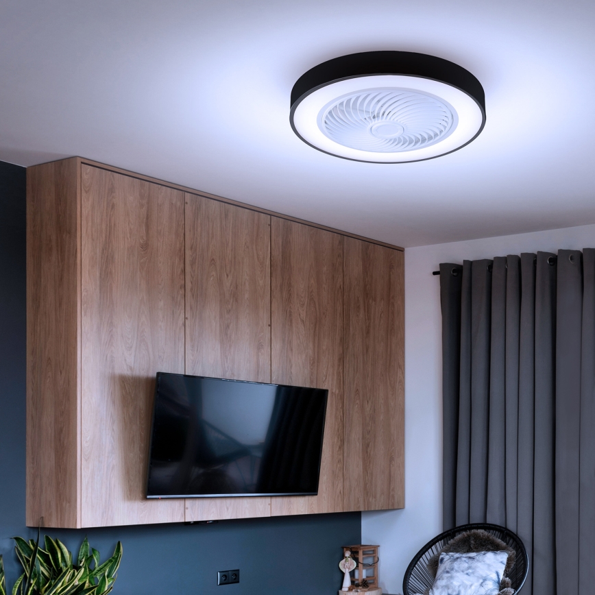 Brilagi - LED Стельовий світильник з вентилятором та регулюванням яскравості LED/30W/230V 3000-6500K чорний + пульт дистанційного керування