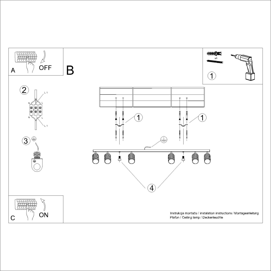 Brilagi - Світлодіодний точковий світильник CRESTO 6xGU10/10W/230V чорний