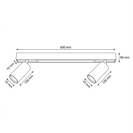 Brilagi - світлодіодний точковий світильник SELE 2xGU10/30W/230V + LED/15W чорний