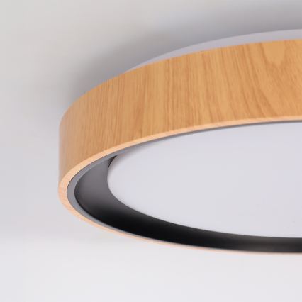 BRILAGI - LED стельовий світильник з регульованою яскравістю FLOCO LED/48W/230V 3000-6500K діаметр 40 см декор під дерево/чорний + пульт дистанційного керування