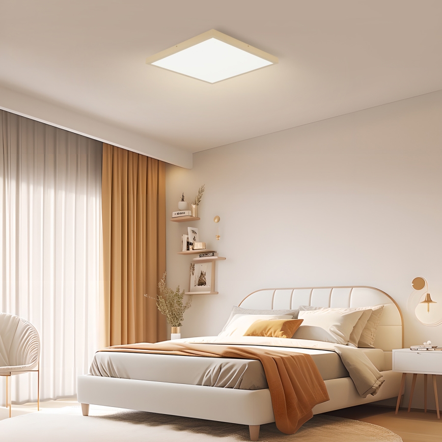 Brilagi - Димований LED-стельовий світильник для ванної кімнати FRAME SMART LED/50W/230V 60x60 см 3000-6000K IP44 бежевий + пульт дистанційного керування