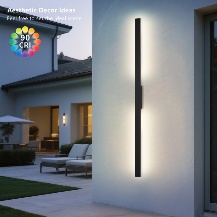 Brilagi - Зовнішній настінний світильник LUNA LED, 30W, 230V, 3000K, IP65, 150 см, чорний, CRI 90