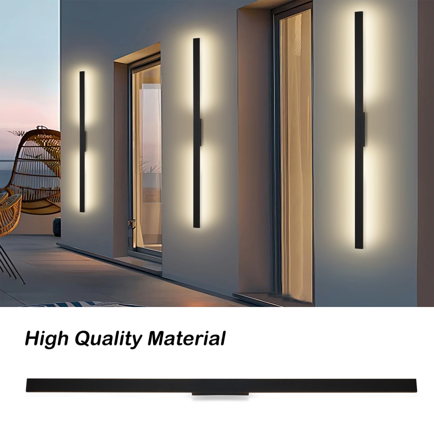 Brilagi - Зовнішній настінний світильник LUNA LED, 30W, 230V, 3000K, IP65, 150 см, чорний, CRI 90