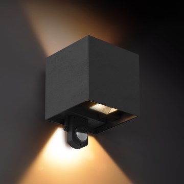 Брілагі - світлодіодний зовнішній настінний світильник з датчиком CUBE LED/6W/230V чорний IP65