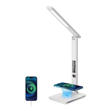 Brilagi - Світлодіодна лампа з регулюванням яскравості та бездротовою зарядкою QI тa USB REGINA LED/8,5W/230V білий