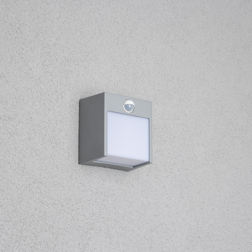 Brilagi - Зовнішній настінний світильник з LED і сенсором TERNI LED/12W/230V сірий IP44