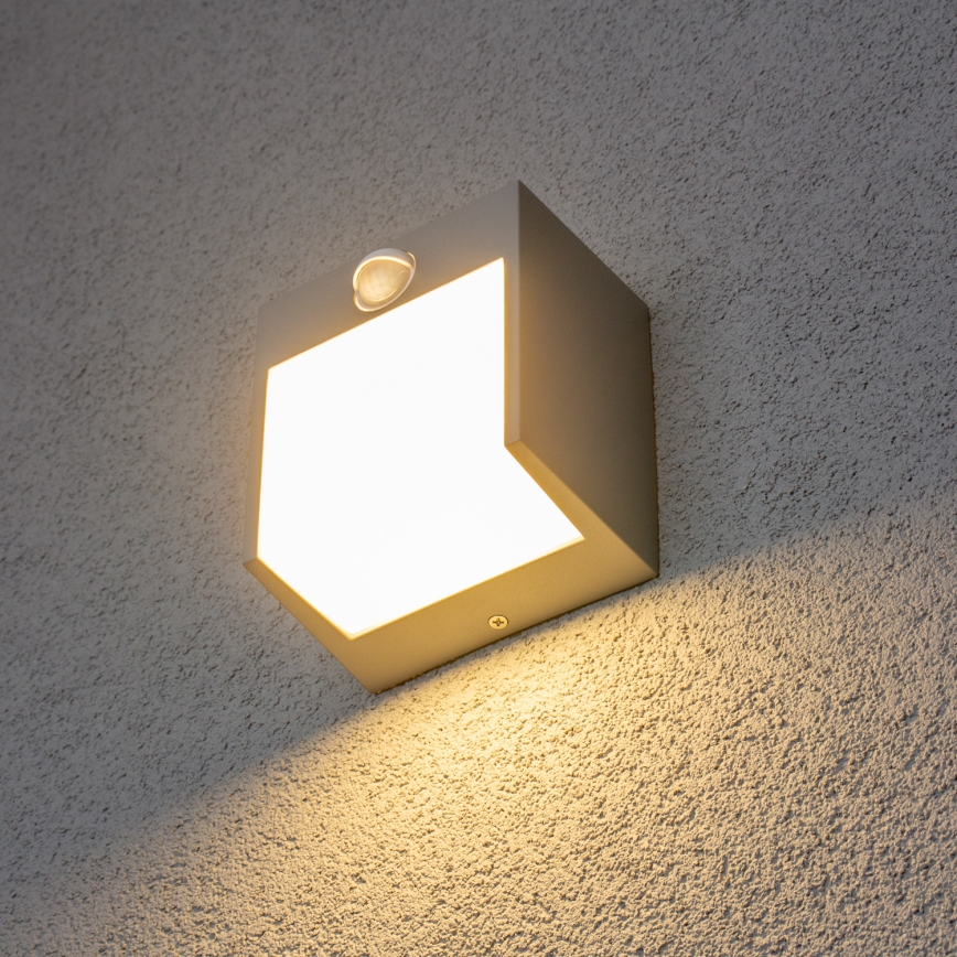 Brilagi - Зовнішній настінний світильник з LED і сенсором TERNI LED/12W/230V сірий IP44