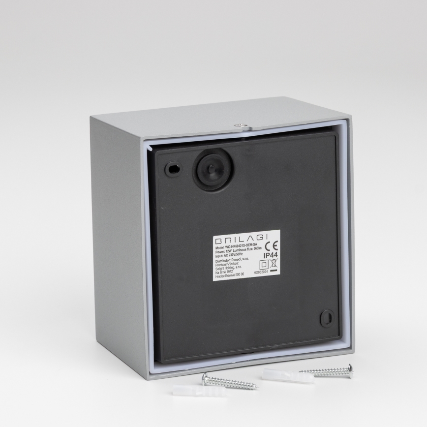 Brilagi - Зовнішній настінний світильник з LED і сенсором TERNI LED/12W/230V сірий IP44