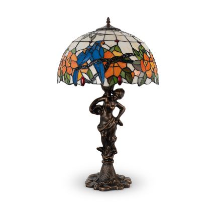 Брілагі - Тіффані вітражна настільна лампа ДЖАНГЛ 1xE27/60W/230V