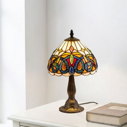 Брілагі - Тіффані вітражна настільна лампа ЛУІСА 1xE14/40W/230V