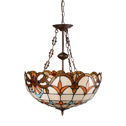 Brilagi - Tiffany вітражна люстра на ланцюгу MIRABELLA 3xE27/60W/230V, діаметр 50 см