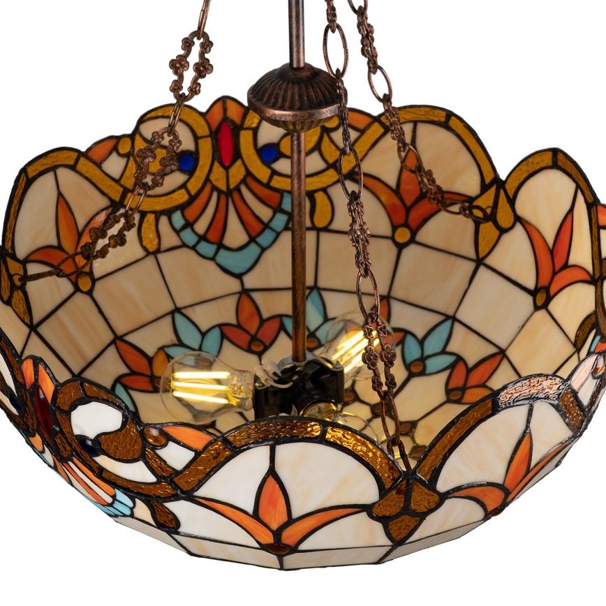 Brilagi - Tiffany вітражна люстра на ланцюгу MIRABELLA 3xE27/60W/230V, діаметр 50 см