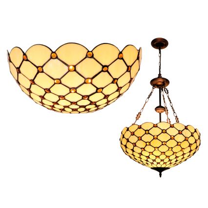 BRILAGI - Tiffany вітражна люстра на ланцюгу IVORY SMOOTH 3xE27/60W/230V діаметр 50 cm