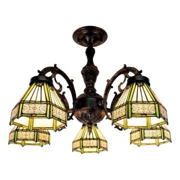 BRILAGI - Tiffany вітражна накладна люстра EMERALD 5xE27/60W/230V діаметр 60 см