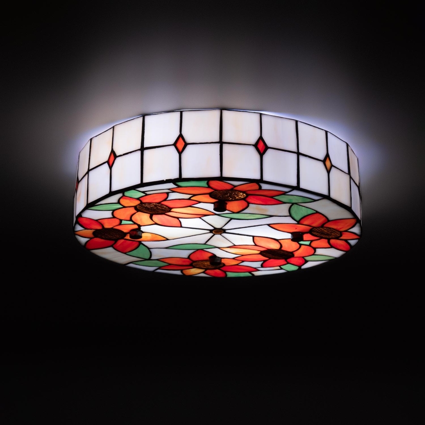 Brilagi - Tiffany вітражний стельовий світильник SUNFLOWER 3xE27/60W/230V діам. 40 см