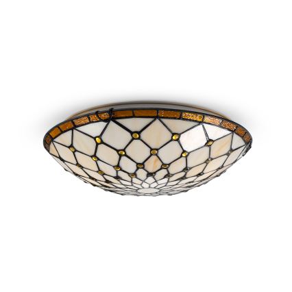 Brilagi - Tiffany витражный потолочный светильник, слоновая кость, 2xE27/60 Вт/230 В, диаметр 40 см