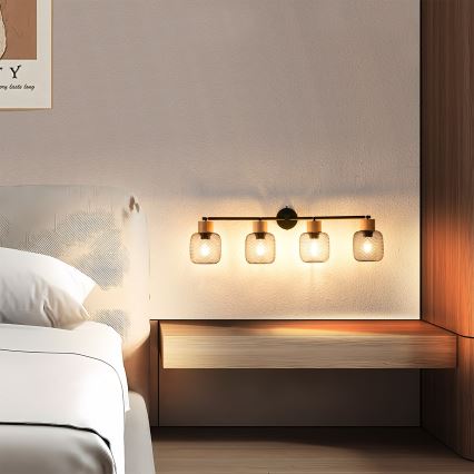 Brilagi - Точечный светильник BASKLITE 4xE27/15W/230V каучуковое дерево/чёрный