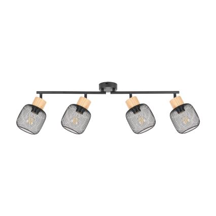 Brilagi - Точечный светильник BASKLITE 4xE27/15W/230V каучуковое дерево/чёрный