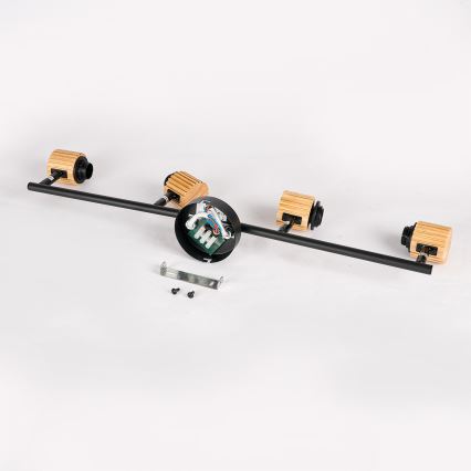 Brilagi - Точечный светильник BASKLITE 4xE27/15W/230V каучуковое дерево/чёрный