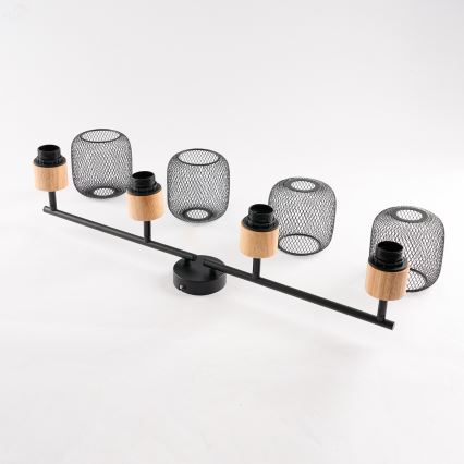 Brilagi - Точечный светильник BASKLITE 4xE27/15W/230V каучуковое дерево/чёрный