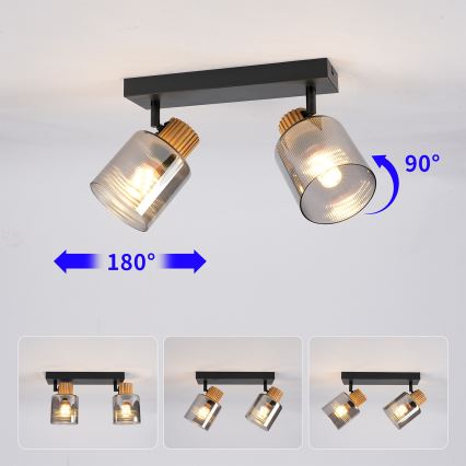 Brilagi - Точечный светильник HYGGE 2xE14/15W/230V черный/дымчатый