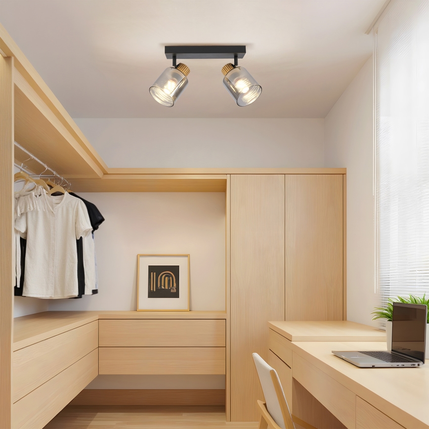 Brilagi - Точечный светильник HYGGE 2xE14/15W/230V черный/дымчатый